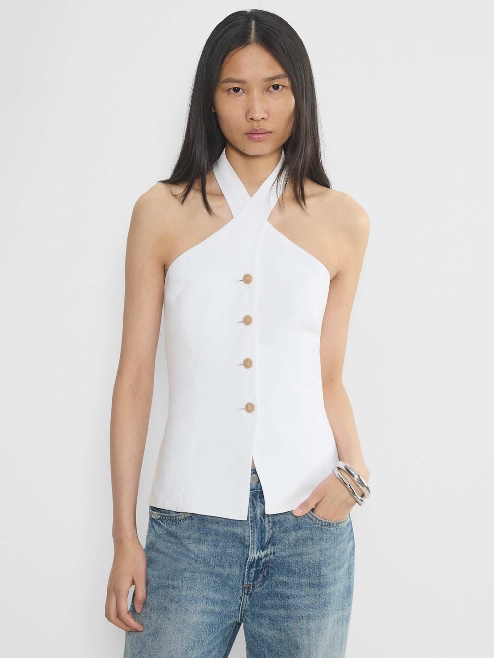 Aritzia Wilfred Cruise Linen Lisbon Vest size Large White NWT